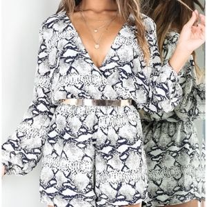 Snake Skin Bell Sleeve Romper